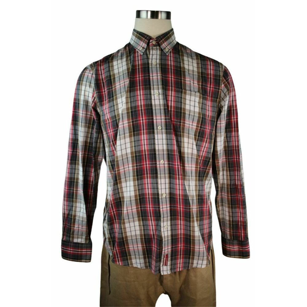 Trussardi jeans plaid button up shirt